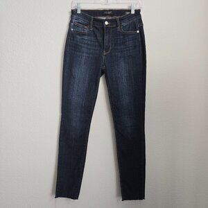 Judy Blue Skinny Fit Dark Wash Mid Rise Raw Hem Stretchy Jeans Size 26